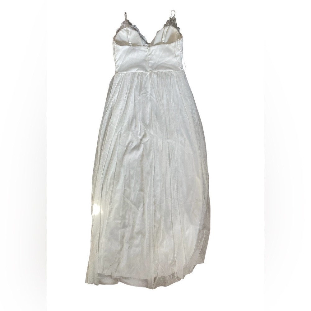 Fashion Nova White Lace Bodice Maxi Dress with Sheer Skirt - Picture 3 of 5